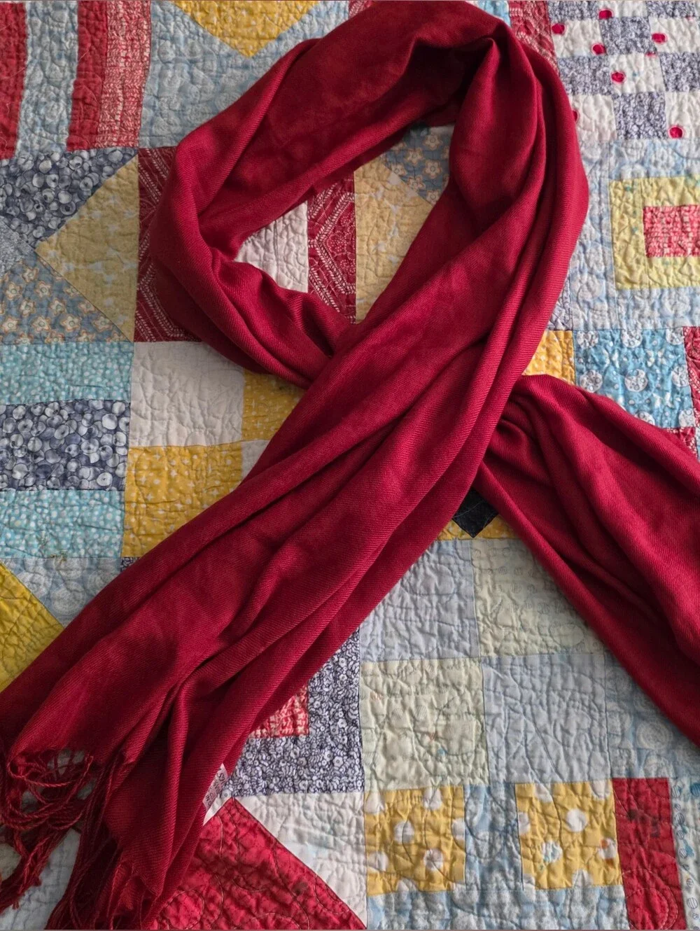 pashmina Red Viscose Wrap Scarf